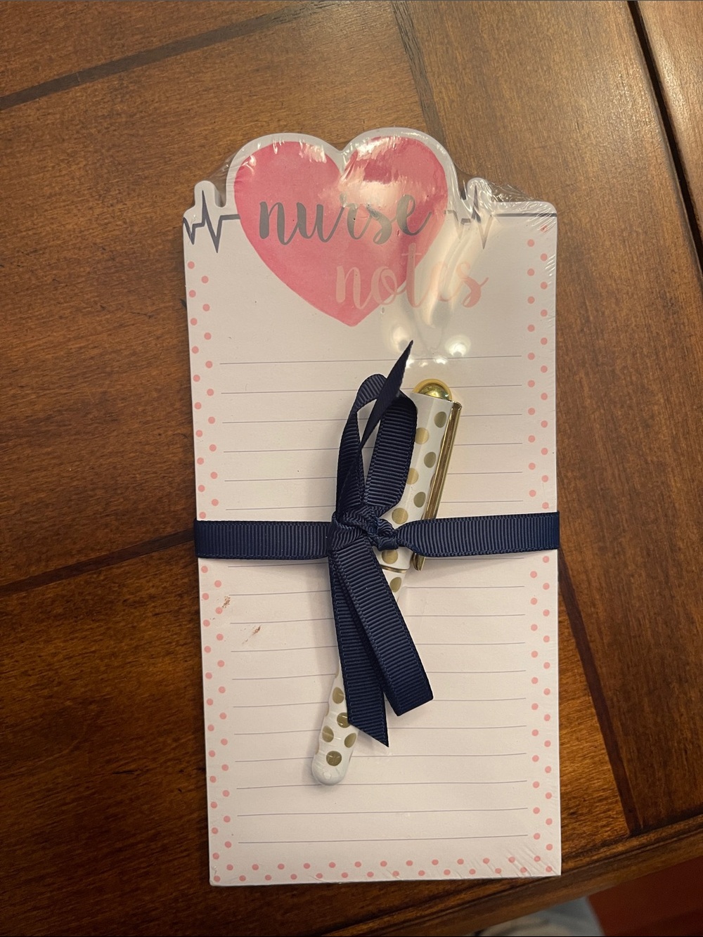 Nurse Notes Pink Heart Notepad with pen